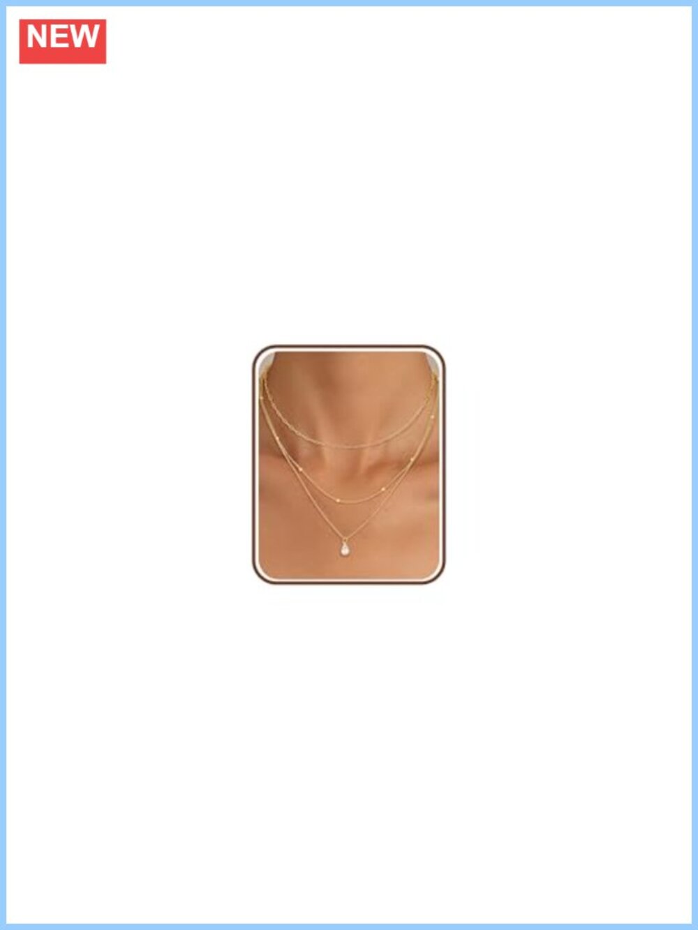 14K Gold Plated Layered Necklace Set 3-Piece Teardrop CZ Stack